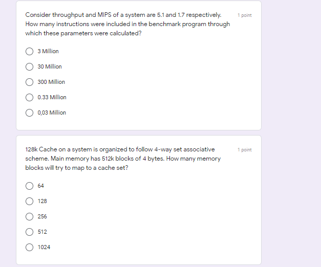 Solved 1 point Consider throughput and MIPS of a system are | Chegg.com