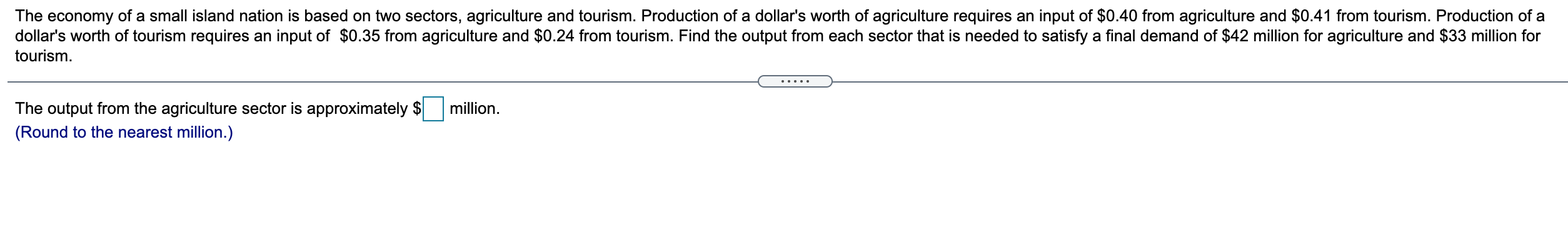 Solved The economy of a small island nation is based on two | Chegg.com