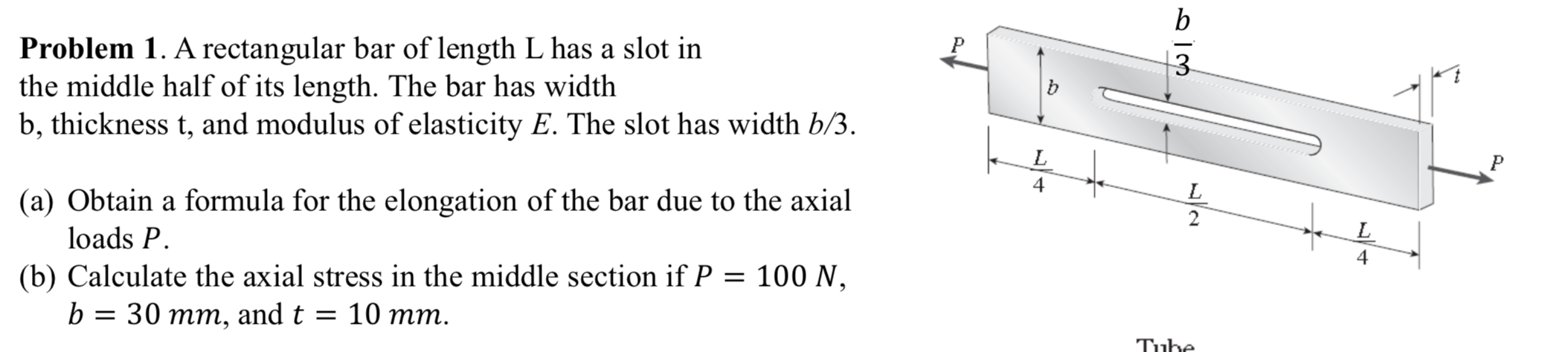 Solved P Problem 1. A Rectangular Bar Of Length L Has A Slot | Chegg.com