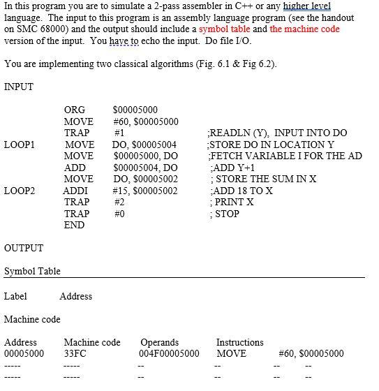 Solved In this program you are to simulate a 2-pass | Chegg.com