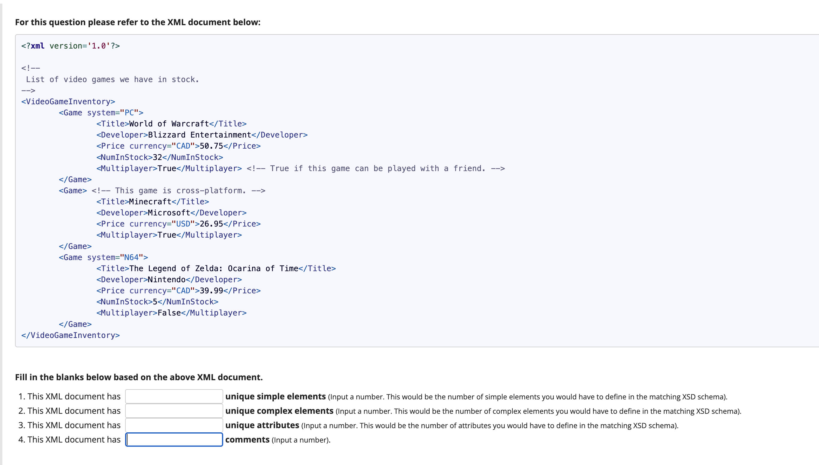 Solved For This Question Please Refer To The XML Document | Chegg.com