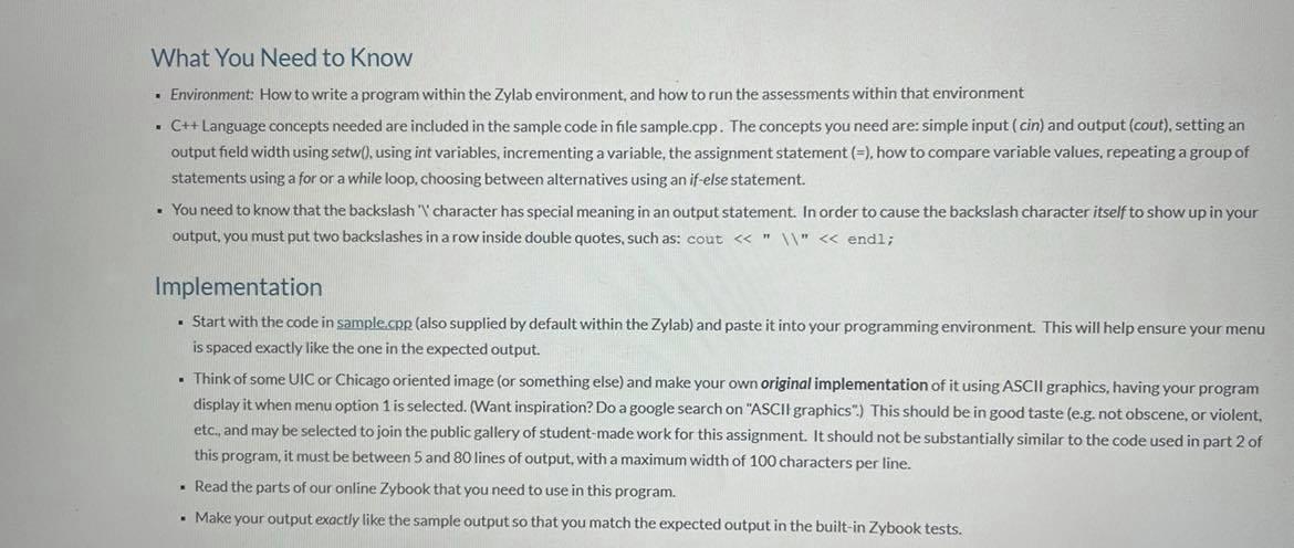 Solved Write a c++ program and test it within the Zylab | Chegg.com