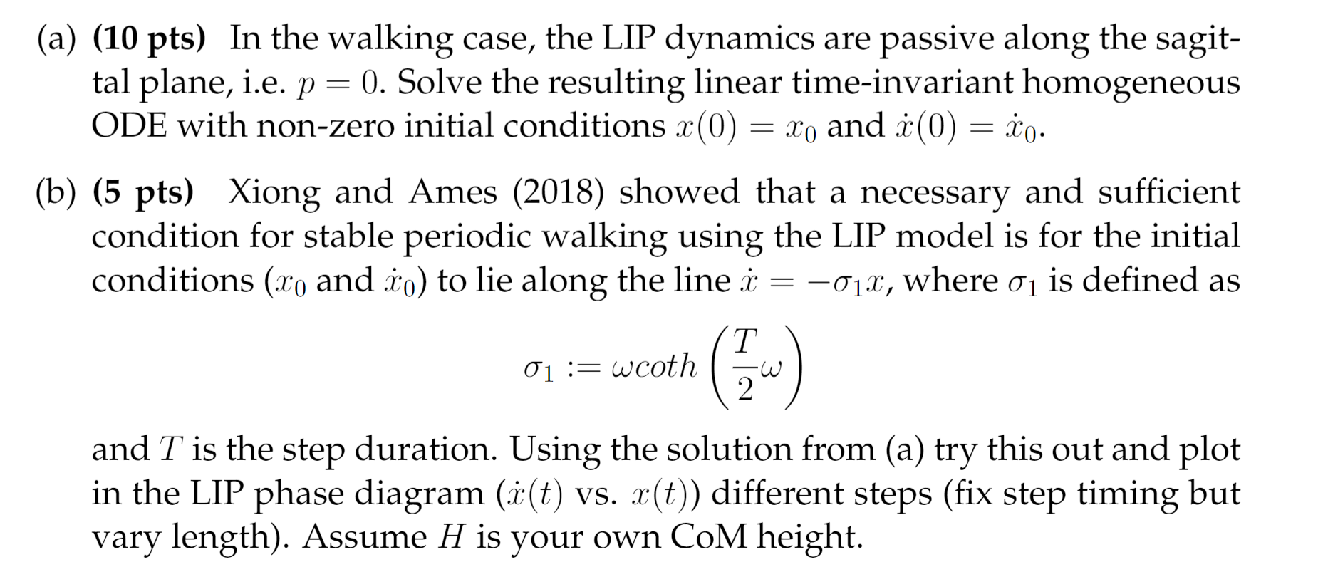 The linear inverted pendulum (LIP) model is the most | Chegg.com