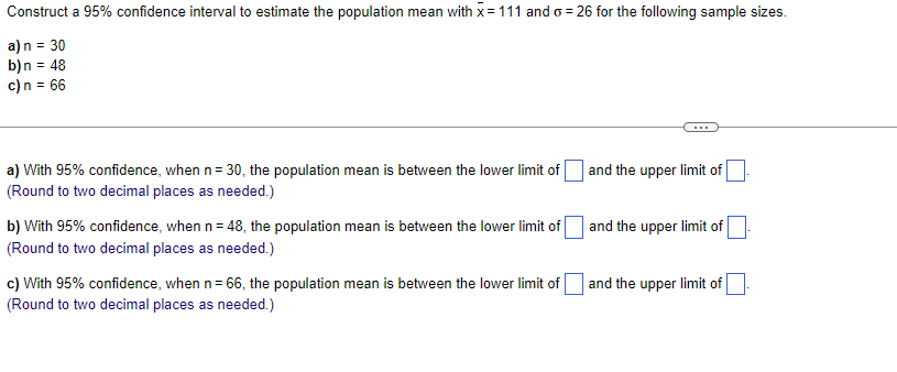 Solved Construct a 95% confidence interval to estimate the | Chegg.com