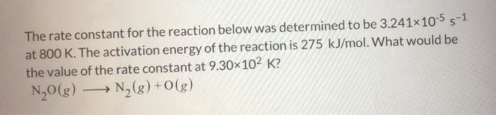 Solved The rate constant for the reaction below was | Chegg.com