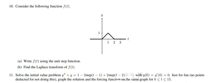 Solved 10. Consider the following function f(t). 1 2 3 (a) | Chegg.com