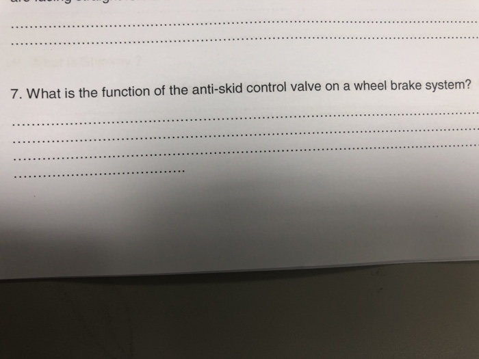 Solved 7. What is the function of the antiskid control