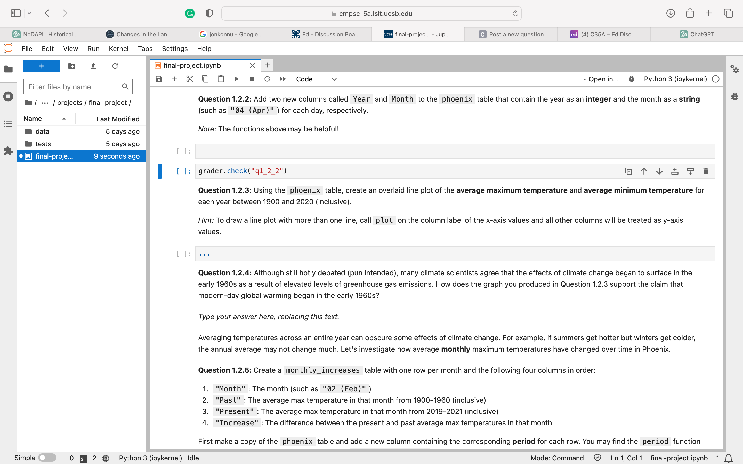 Question 1.2.2 Add two new columns called Year and