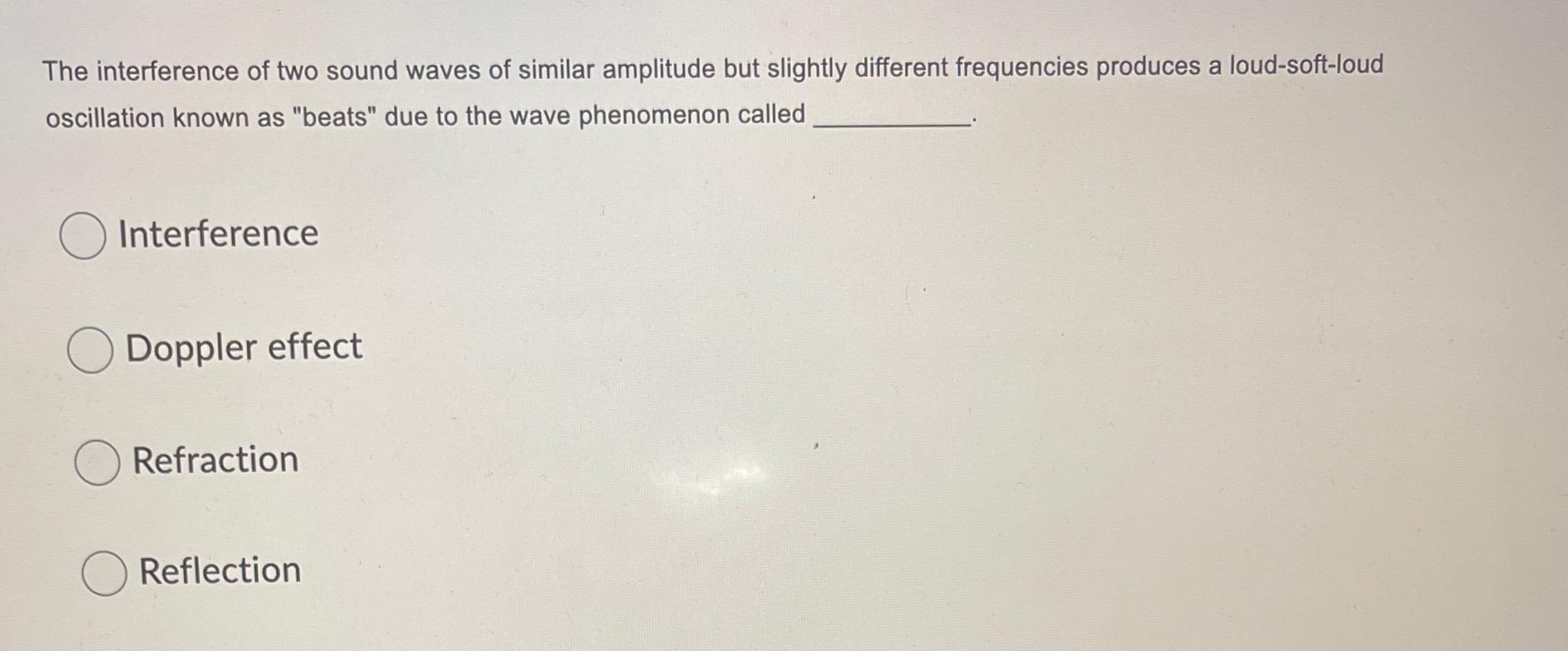 Solved The interference of two sound waves of similar | Chegg.com
