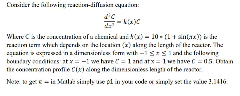 Consider the following reaction-diffusion equation: | Chegg.com