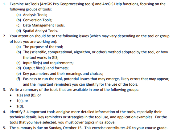 Solved 1. Examine ArcTools (ArcGIS Pro Geoprocessing tools) | Chegg.com