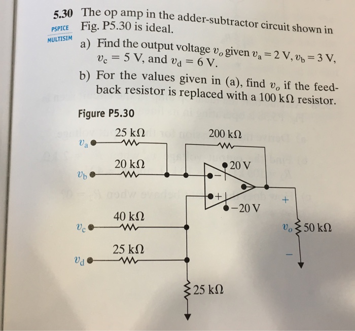 Solved op amp in the adder-subtractor circuit shown in | Chegg.com