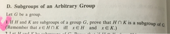 Solved Subgroups of an Arbitrary Group Let G be a group. 1 | Chegg.com
