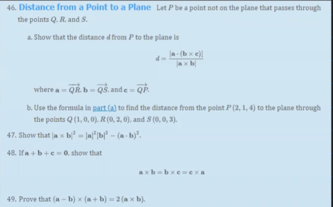 Solved Distance from a Point to a Plane Let P be a point not | Chegg.com