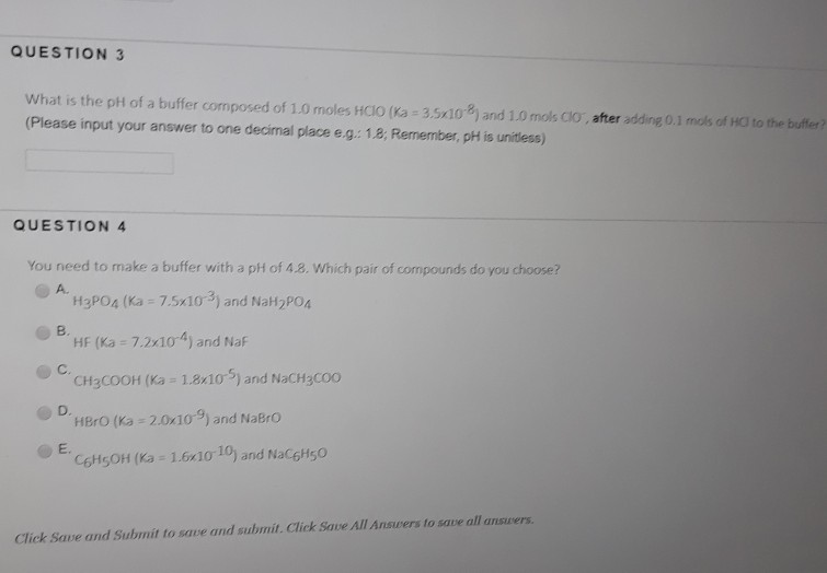 Solved QUESTION 3 What is the pH of a buffer composed of 10 | Chegg.com