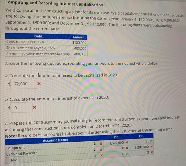Solved Computing and Recording Interest Capitalization Weld