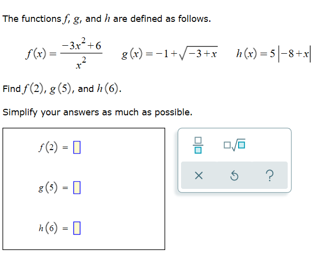 Solved The Functions F G And H Are Defined As Follows Chegg Com