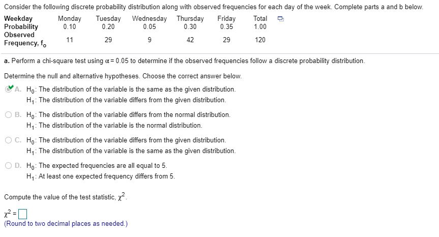 Solved Consider the following discrete probability | Chegg.com