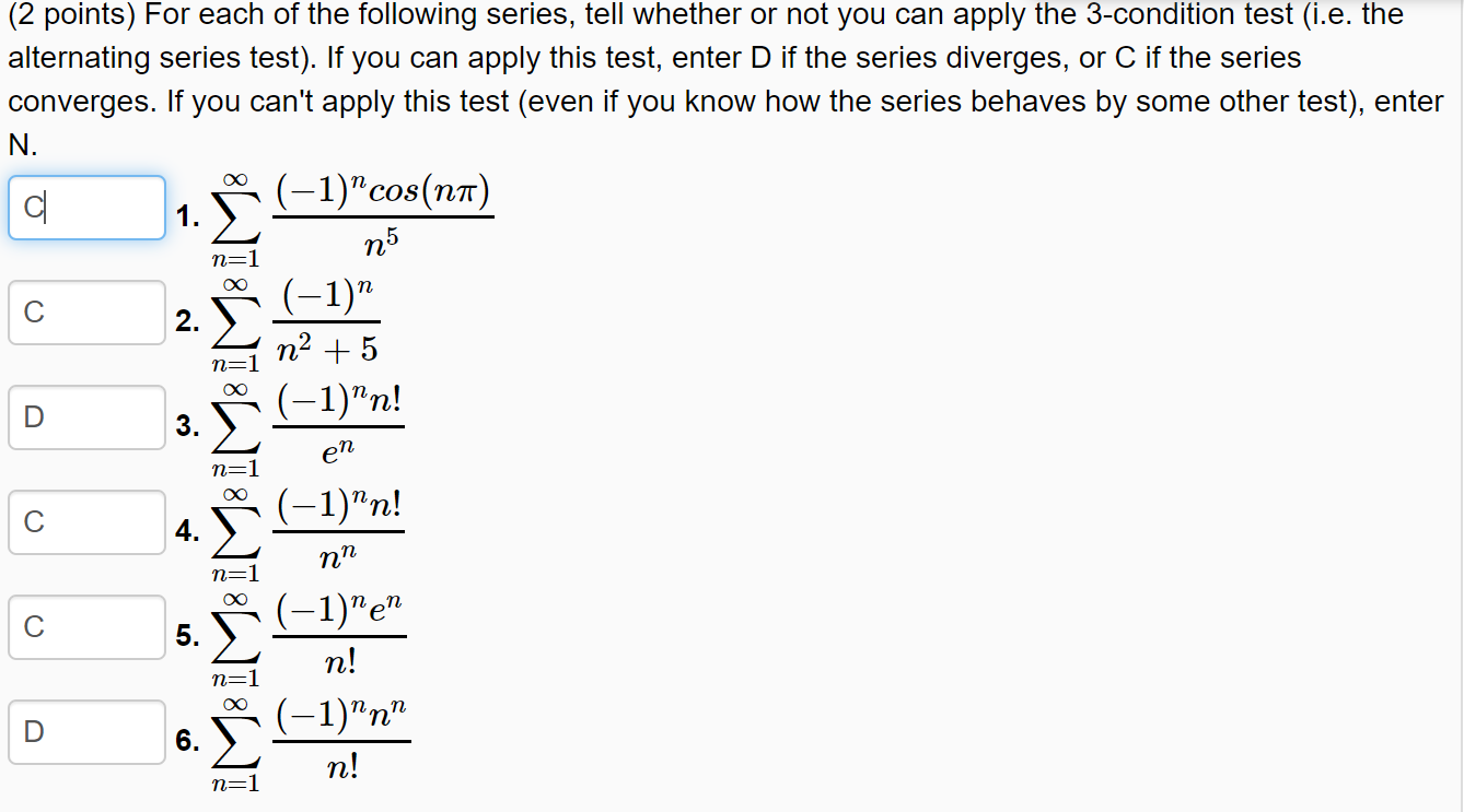 Solved (2 points) For each of the following series, tell | Chegg.com