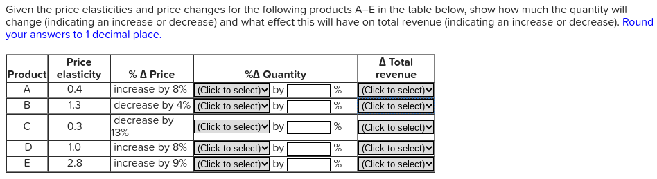 Solved Click to select options in the Quantity column | Chegg.com