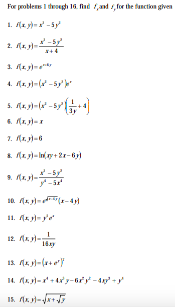 Solved For Problems 1 Through 16 Find F And F For The Chegg Com