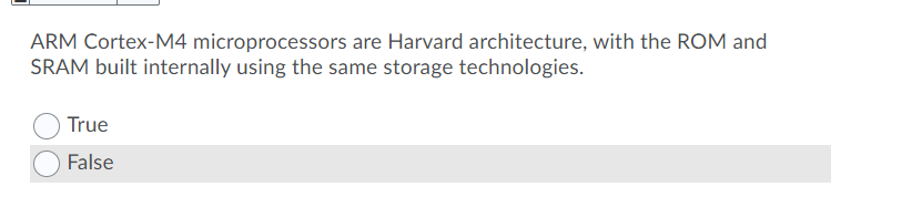 Solved ARM Cortex-M4 microprocessors are Harvard | Chegg.com
