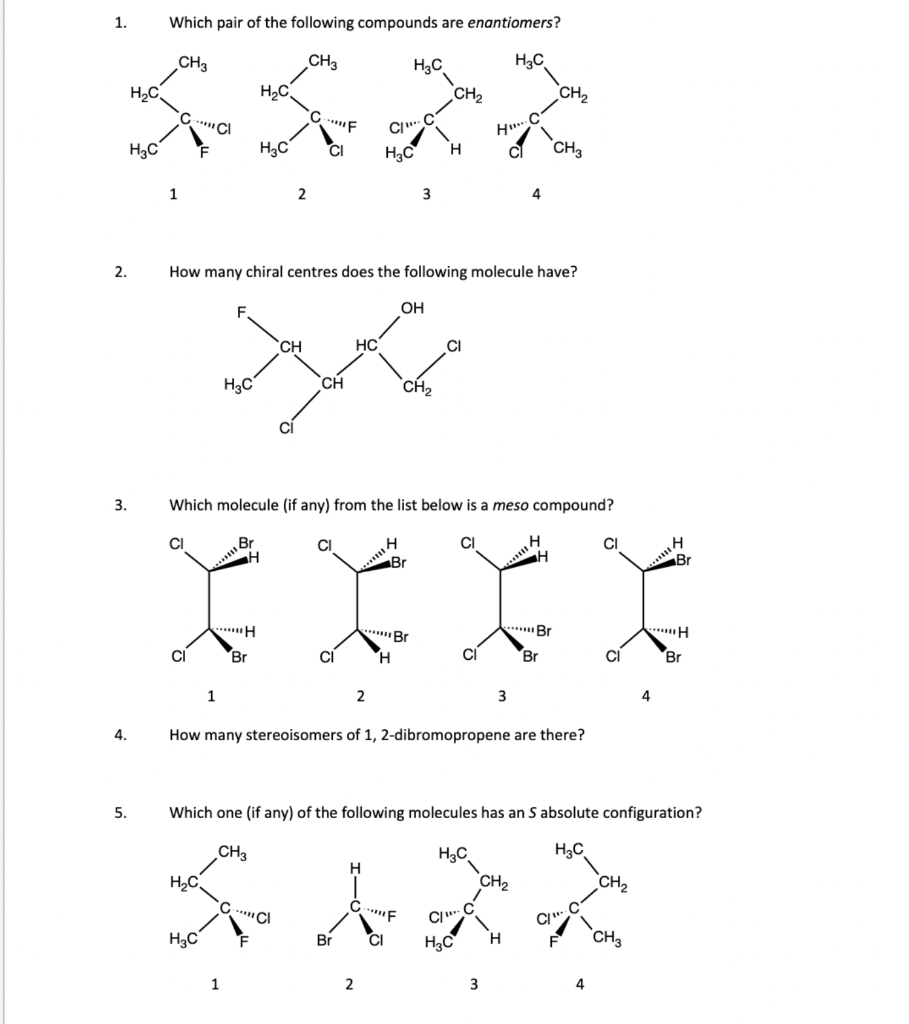 Solved 1. Which pair of the following compounds are | Chegg.com