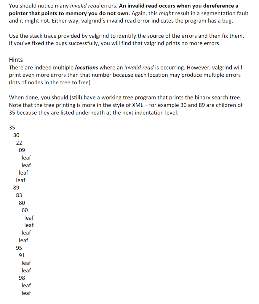 Code for a binary search tree The file tree.c | Chegg.com