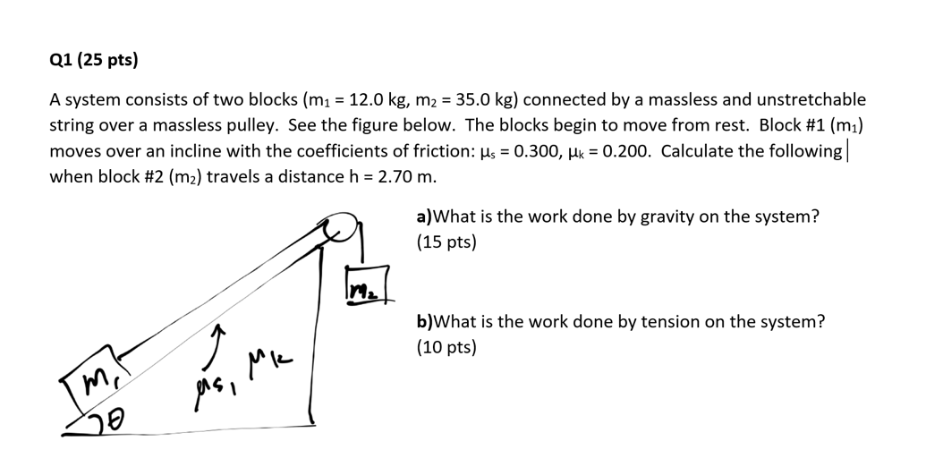 Solved Q1 (25 pts) A system consists of two blocks (m1 = | Chegg.com