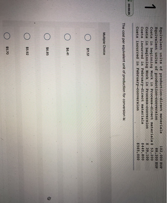 Solved Equivalent units of productiondirect materials