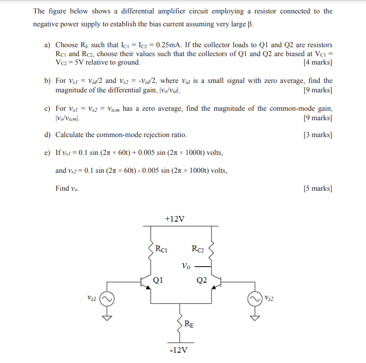 Solved Problem The figure shows an amplifier circuit | Chegg.com