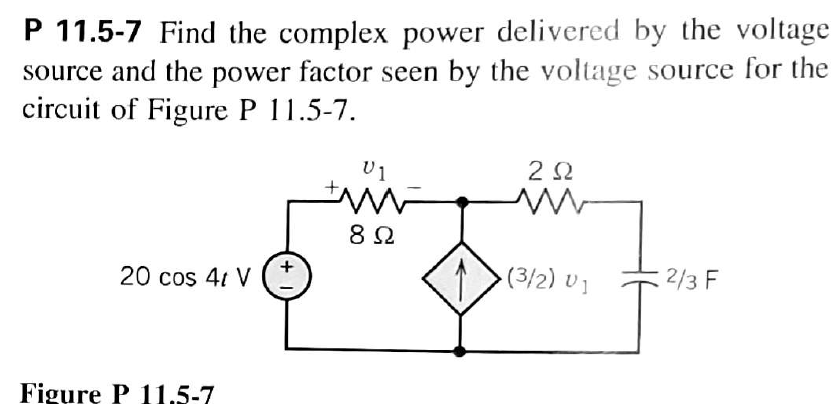 Solved P 11.5-7 Find the complex power delivered by the | Chegg.com