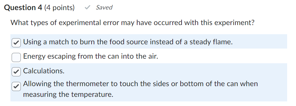 Solved What types of experimental error may have occurred | Chegg.com
