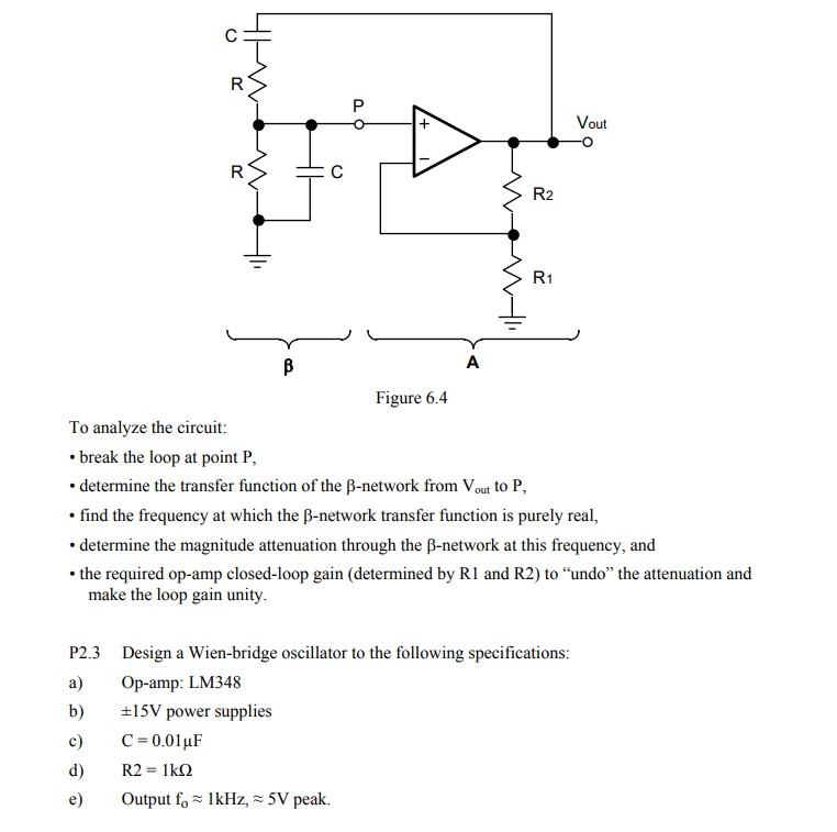 Solved P2. Wien Bridge Oscillator A popular topology for | Chegg.com