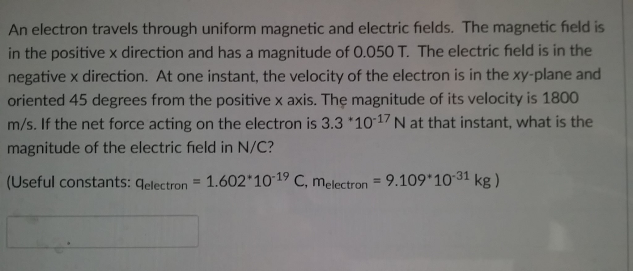 Solved An electron travels through uniform magnetic and | Chegg.com
