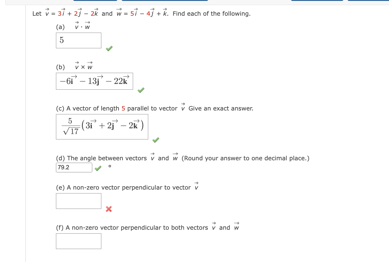 Solved V=3i+2j−2k And W=5i−4j+k. Find Each Of The Following. | Chegg.com