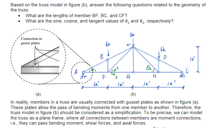 Solved Based on the truss model in figure (b), answer the | Chegg.com