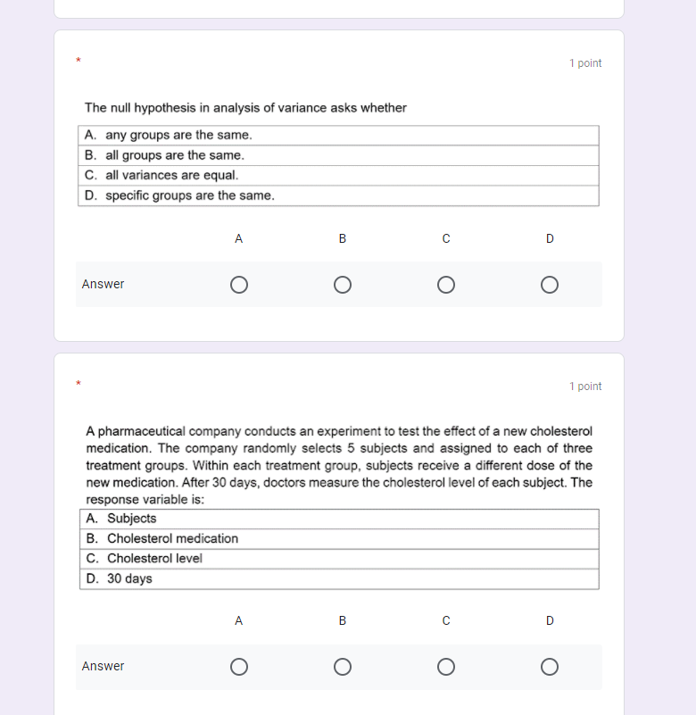 what is the null hypothesis tested by analysis of variance