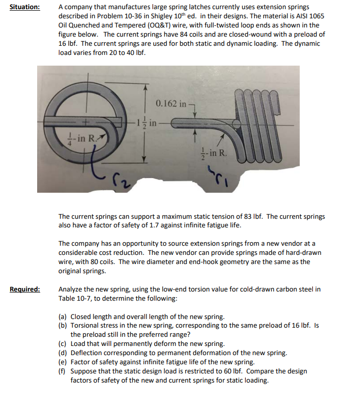 Situation: A company that manufactures large spring | Chegg.com