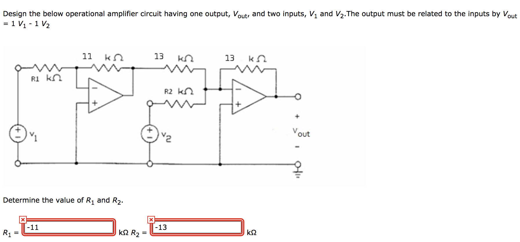 Solved Design The Below Operational Amplifier Circuit Having | Chegg.com