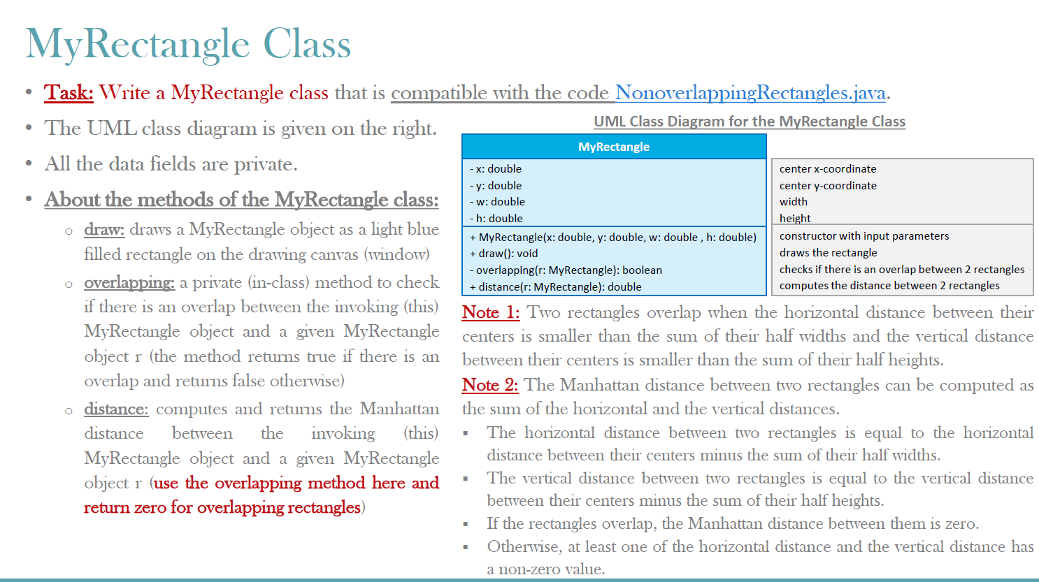 Solved writing a MyRectangle class that is compatible with | Chegg.com