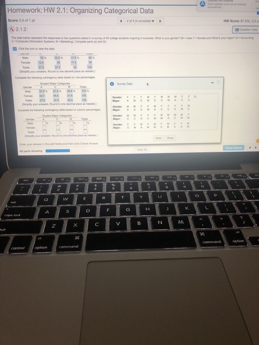 Solved Homework: HW 2.1: Organizing Categorical Data HW | Chegg.com