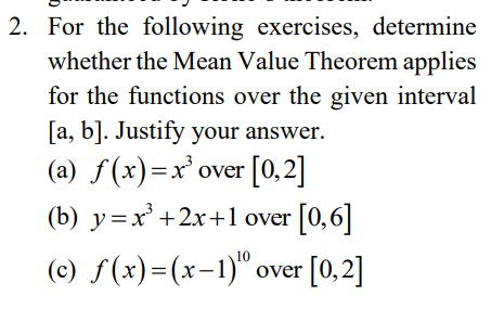 Solved 2. For the following exercises, determine whether the | Chegg.com