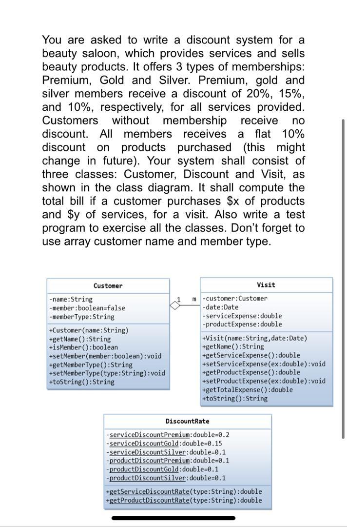 Solved You are asked to write a discount system for a beauty | Chegg.com