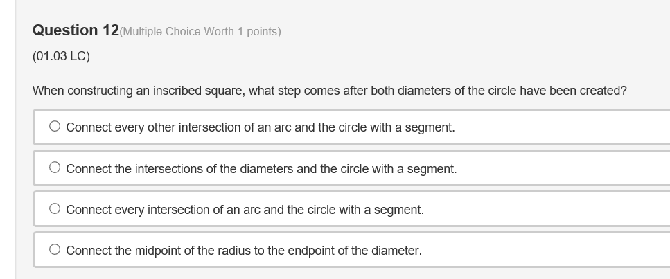 Solved Question 12 Multiple Choice Worth 1 points) (01.03 | Chegg.com