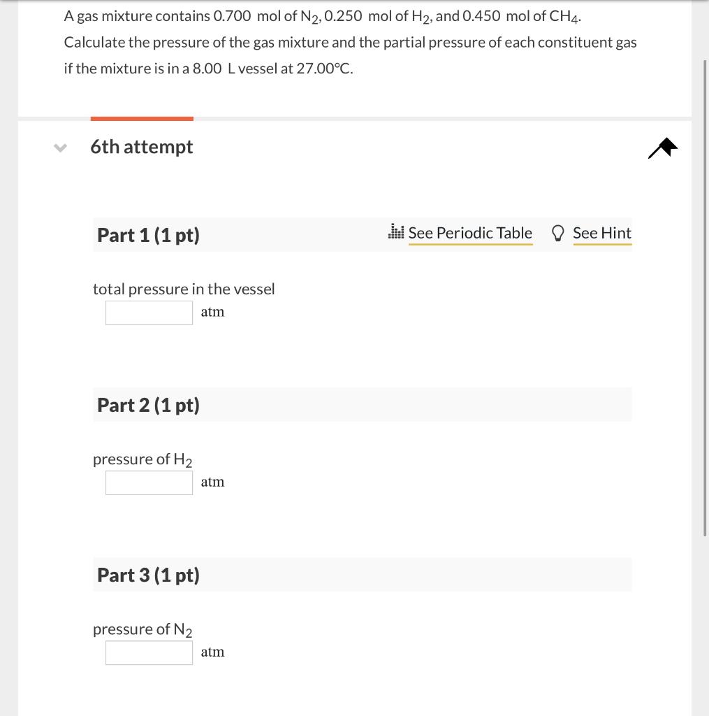 Solved Calculate the pressure of the gas mixture and the | Chegg.com