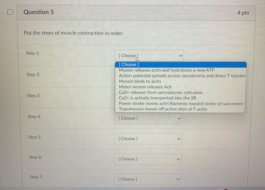 Solved 1.)Put the steps of muscle contraction in order: | Chegg.com