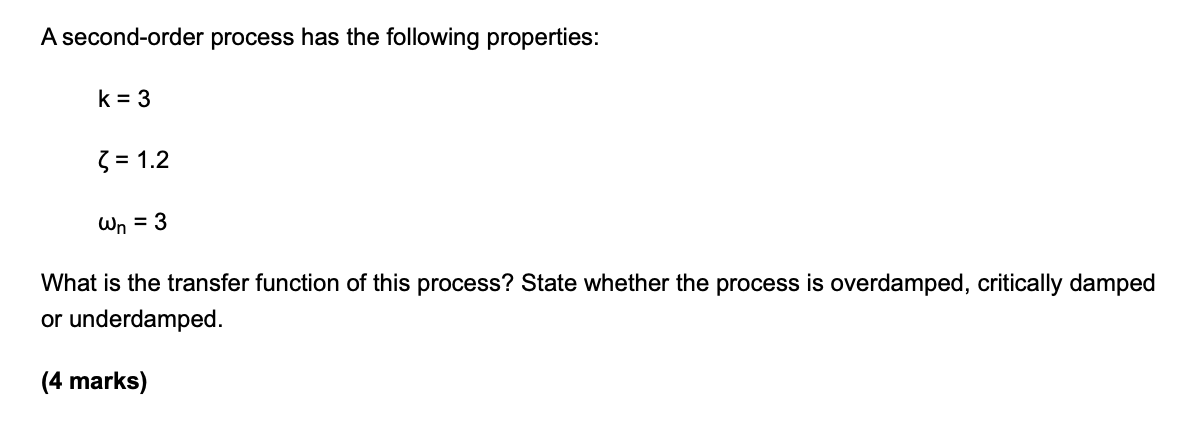 Solved A second-order process has the following properties: | Chegg.com