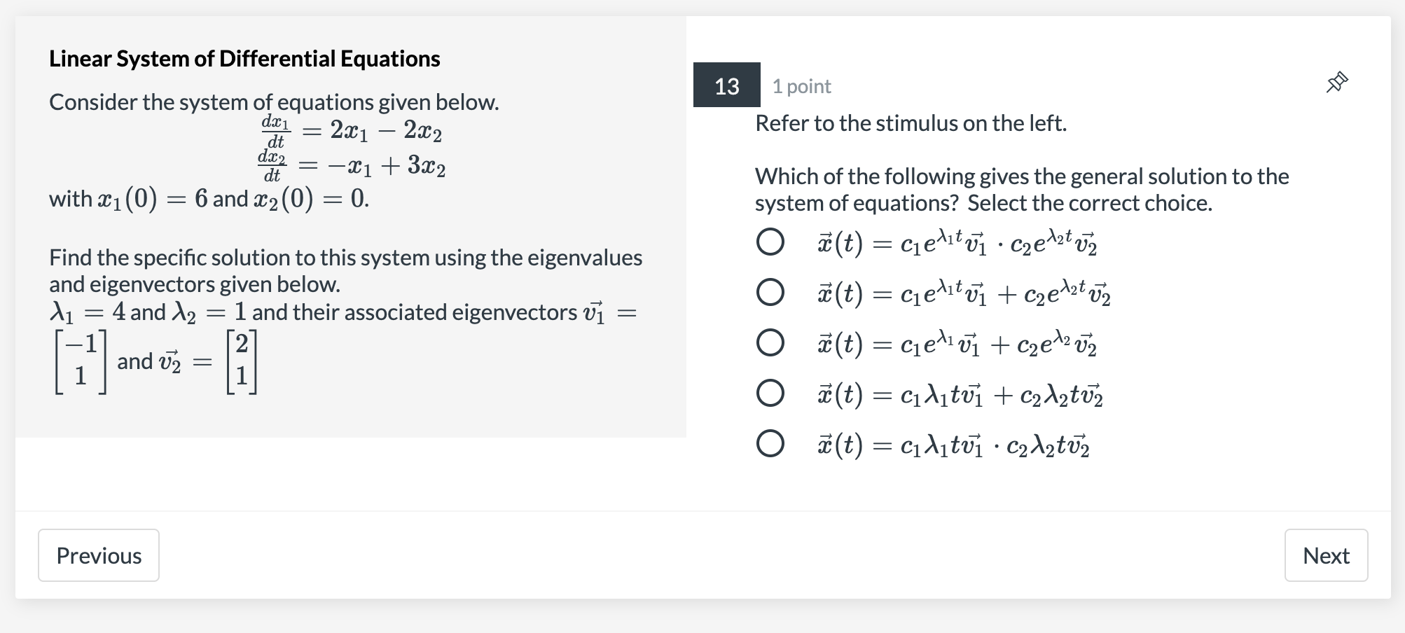 Solved 13 De Linear System of Differential Equations | Chegg.com