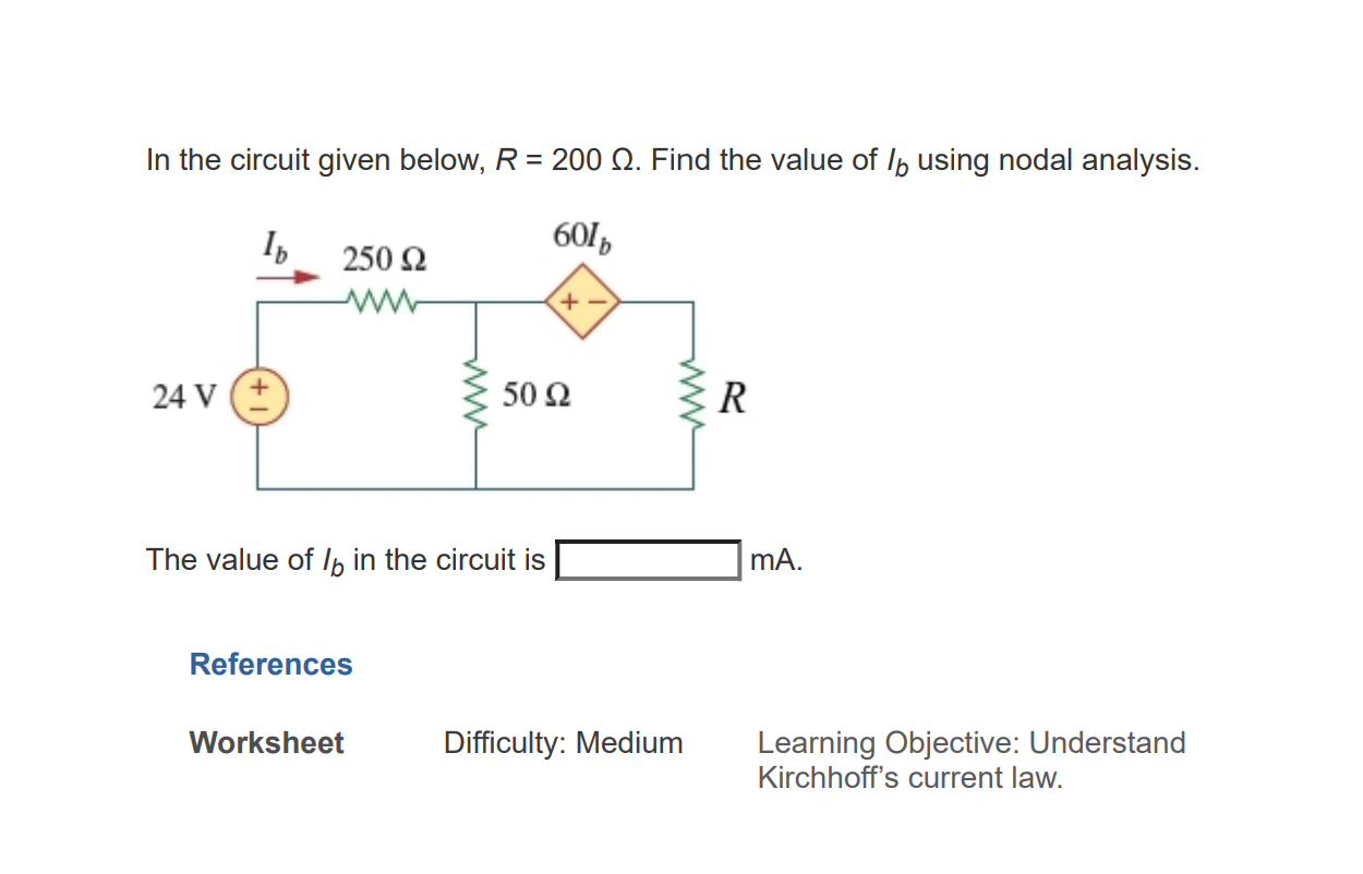 Solved In the circuit given below, R = 200 12. Find the | Chegg.com